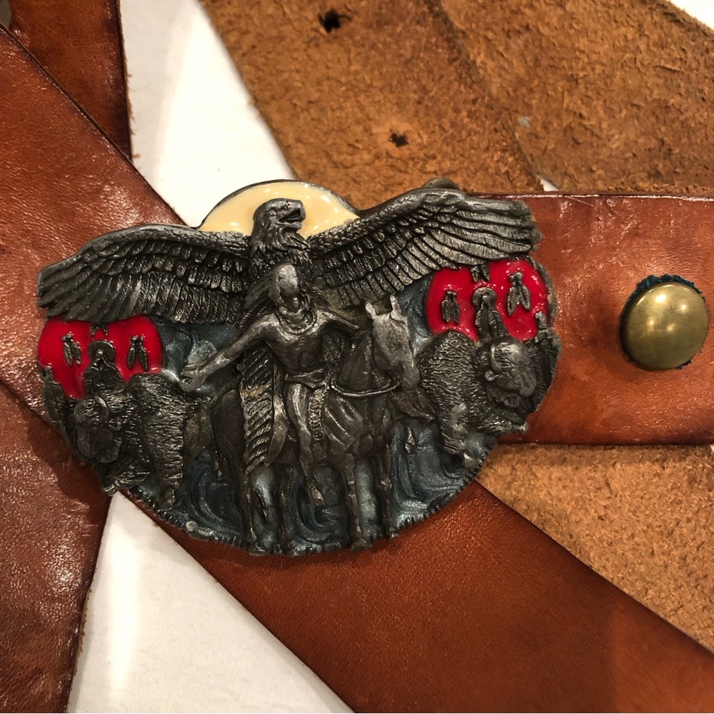 Siskiyou American Indian Chief USA Eagle Buffalo X-50 Buckle Leather Belt